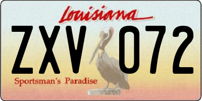 LA license plate ZXV072