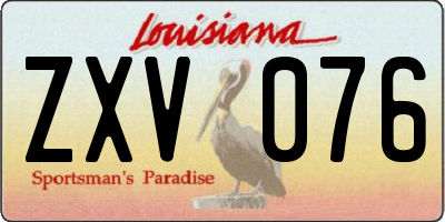 LA license plate ZXV076