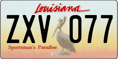 LA license plate ZXV077