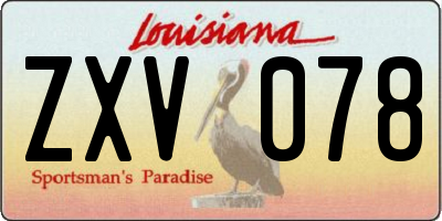LA license plate ZXV078