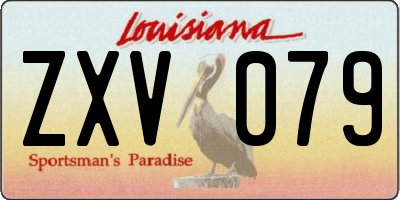 LA license plate ZXV079