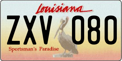 LA license plate ZXV080