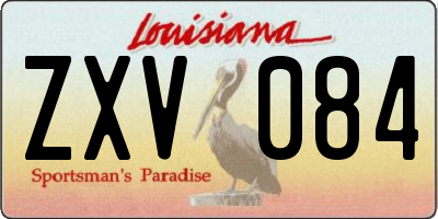LA license plate ZXV084