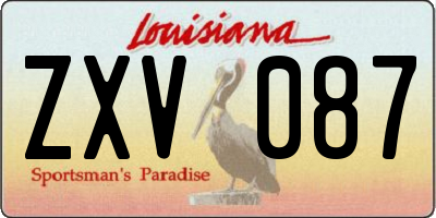 LA license plate ZXV087