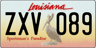 LA license plate ZXV089