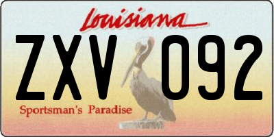 LA license plate ZXV092