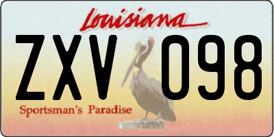 LA license plate ZXV098