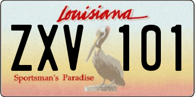 LA license plate ZXV101