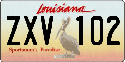 LA license plate ZXV102