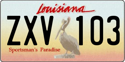 LA license plate ZXV103
