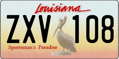 LA license plate ZXV108