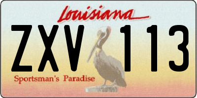 LA license plate ZXV113
