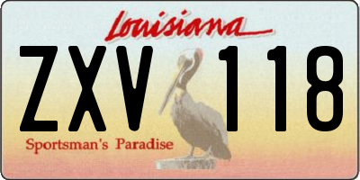 LA license plate ZXV118