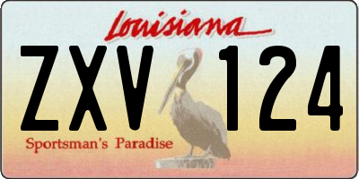 LA license plate ZXV124