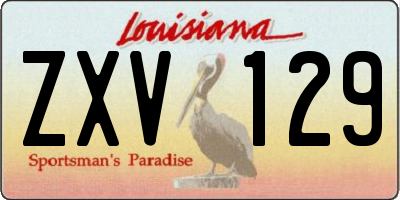 LA license plate ZXV129