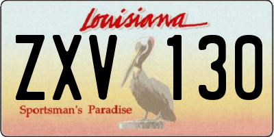LA license plate ZXV130