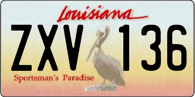LA license plate ZXV136