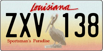 LA license plate ZXV138