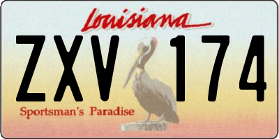 LA license plate ZXV174