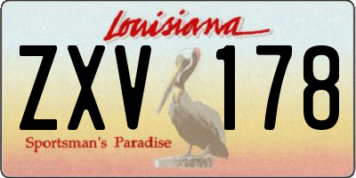 LA license plate ZXV178