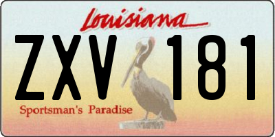 LA license plate ZXV181