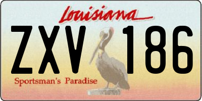 LA license plate ZXV186