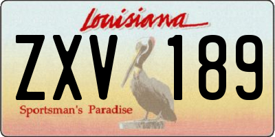 LA license plate ZXV189