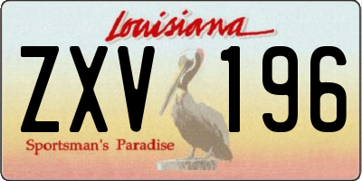 LA license plate ZXV196
