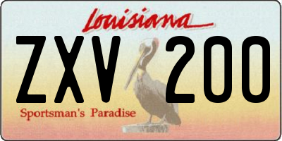 LA license plate ZXV200