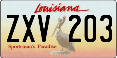 LA license plate ZXV203