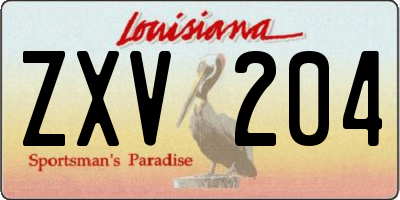 LA license plate ZXV204