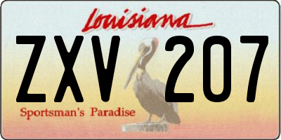 LA license plate ZXV207
