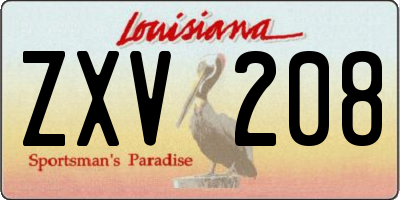 LA license plate ZXV208