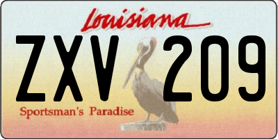 LA license plate ZXV209