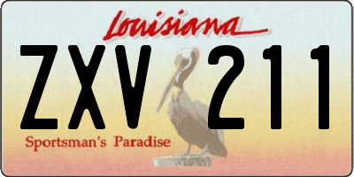 LA license plate ZXV211