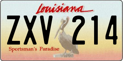 LA license plate ZXV214