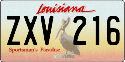 LA license plate ZXV216