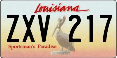 LA license plate ZXV217
