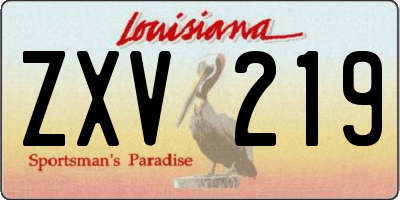 LA license plate ZXV219