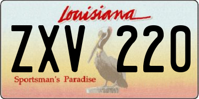 LA license plate ZXV220