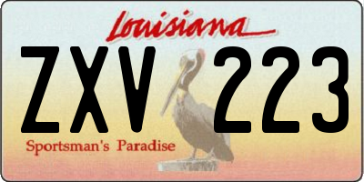 LA license plate ZXV223