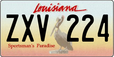 LA license plate ZXV224