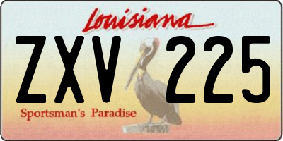 LA license plate ZXV225