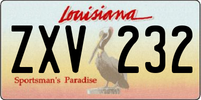 LA license plate ZXV232