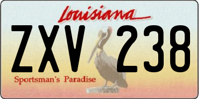 LA license plate ZXV238