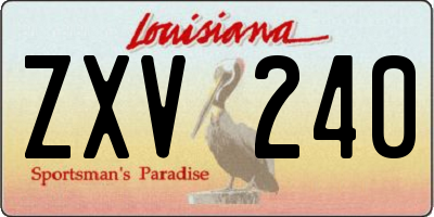 LA license plate ZXV240