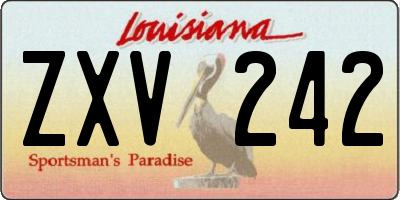 LA license plate ZXV242