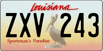 LA license plate ZXV243