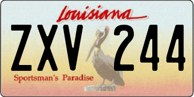 LA license plate ZXV244