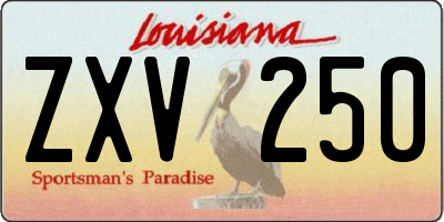 LA license plate ZXV250
